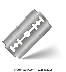 Vector Traditional Double Edge Razor Blade Isolated on White Background. Tool for Haircut and Shave. Stainless Steel Sheving Equipment.