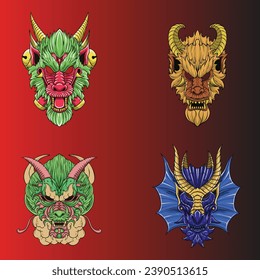Vector Traditional Dragon Head Style