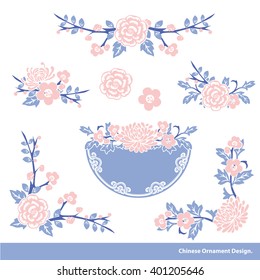 Vector of Traditional floral ornament in Chinese style. Ideal for wedding cards and birthday wishes.