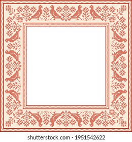 Vector traditional folk cross stitch ornament (frame or tablecloth)