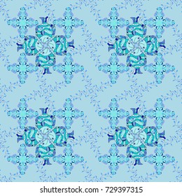 Vector traditional folk flowers bouquet on neutral, blue and violet colors for textile design. Embroidery colorful floral seamless pattern with poppies and lilies of the valley.