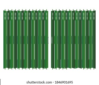 Vector traditional Hong Kong retro style green shop front building metal gate rolling door design