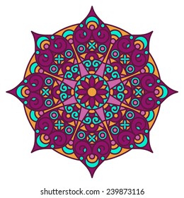 Vector traditional indian mandala. Orient tribal circle sign illustration.Colorful ethnic design element.