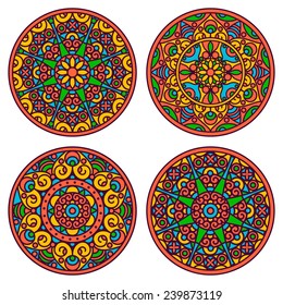 Vector traditional indian mandala. Orient tribal circle sign illustration.Colorful ethnic design element.