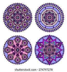Vector traditional indian mandala. Orient tribal circle sign illustration.Colorful ethnic design element.