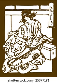 Vector of traditional Japanese Geisha pattern