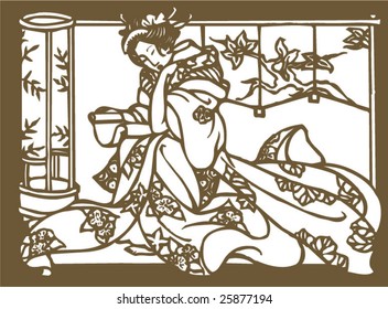 Vector of traditional Japanese Geisha pattern