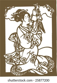 Vector of traditional Japanese Geisha pattern