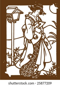 Vector of traditional Japanese Geisha pattern