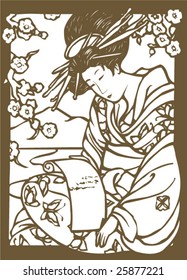 Vector of traditional Japanese Geisha pattern