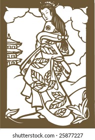Vector of traditional Japanese Geisha pattern