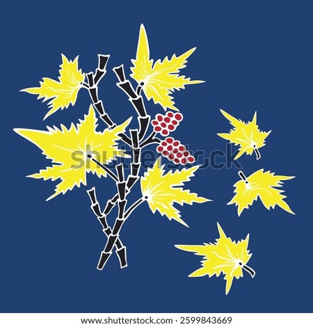 A vector of the traditional Jarak Londo Batik from Banyuwangi, batik depicting castor oil plant with flat design style. 