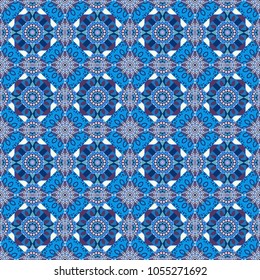 Vector traditional muslim background in gray, violet and blue colors. East culture, indian heritage, arabesque, persian motif. Seamless arabic geometric pattern.