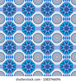 Vector traditional muslim background in neutral, violet and blue colors. East culture, indian heritage, arabesque, persian motif. Seamless arabic geometric pattern.