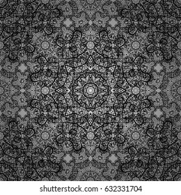 Vector traditional orient ornament. Dim pattern on gray background with dim elements. Seamless classic dim pattern.