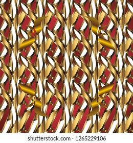 Vector traditional orient ornament. Seamless classic golden pattern. Golden pattern on brown and white colors with golden elements.