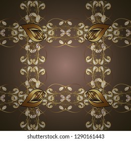 Vector traditional orient ornament. Seamless classic golden pattern. Golden pattern on brown and beige colors with golden elements.