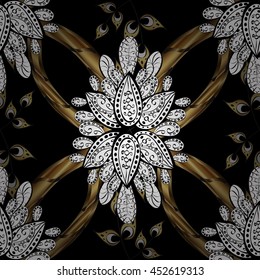 Vector traditional orient ornament. Seamless classic golden pattern. Golden pattern on colors with golden elements.