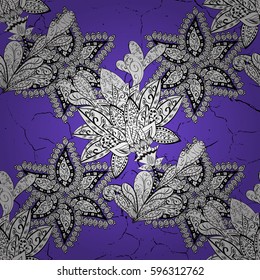 Vector traditional orient ornament. White pattern on violet background with white elements. Classic white pattern.