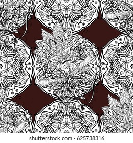 Vector traditional orient ornament. White pattern on brown background with white elements.