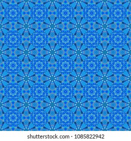Vector traditional oriental background in blue and green colors. Seamless pattern with the pre-existing geometry in the drawing. Tribal ethnic arabic, indian, turkish patern ornament.