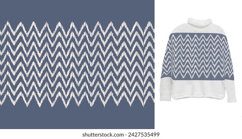 Vector tradicional ornamental Patrón étnico en la maqueta del suéter. Patrón étnico de tendencia colorida bordado. Diseño para ikat, manta, tela, ropa, alfombra, textil, étnico, batik, bordado.