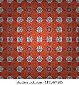 Vector traditional ornamental flower pattern on dress mockup. Can be used in dressing clothes, textiles. Embroidery colorful trend floral seamless pattern in orange, white and red colors.