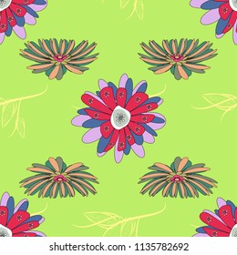 Vector traditional ornamental flower pattern on dress mockup. Can be used in dressing clothes, textiles. Embroidery colorful trend floral seamless pattern in violet, gray and beige colors.