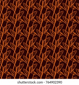 Vector traditional ornamental flower pattern on dress mockup. Can be used in dressing clothes, textiles, wrapping. Embroidery colorful trend floral seamless pattern in orange, red and brown colors.