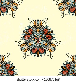 Vector traditional ornate seamless pattern, may be used for bandanna, shawl or carpet design