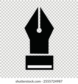 Vector of a traditional pen tip shaped like a sharp triangle with a pointed bottom tip and a small hole in the middle, This icon is used in educational, creative or digital stationery contexts