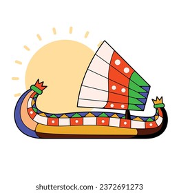 Vector Traditional Peru Boat Icon Illustration Isolated