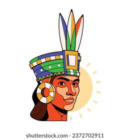 Vector Traditional Peru Inca male Illustration Isolated