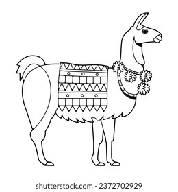 Vector Traditional Peru llama Icon Illustration Isolated