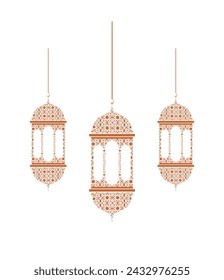 Vector Traditional Ramadan lanterns, or fanoos in Arabic, originated in Egypt hundreds of years ago. Middle Eastern lanterns can be used as decoration or decoration for Eid al-Fitr