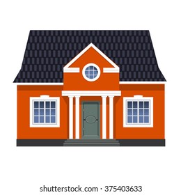 vector traditional red english cottage