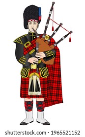 Vector traditional of scottish pipers uniform.Highland kilt