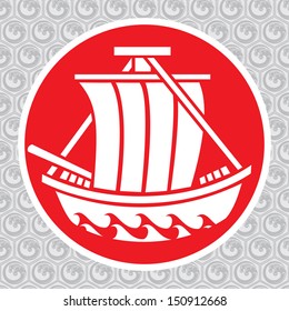 vector traditional symbol of the japanese ship