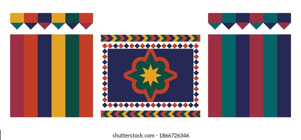 Vector del diseño tradicional de carpa para la tarjeta de boda. Motivo cultural indio o paquistaní para campaña publicitaria premium, bello calidoscopio floral.