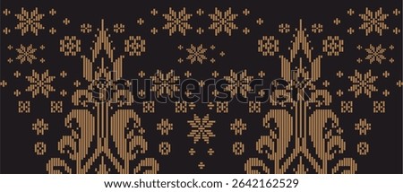 Vector of traditional tenun Songket pattern Malay gold and black colour