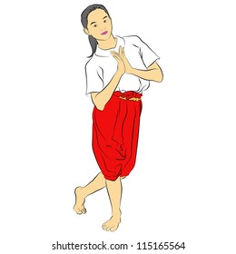 Vector Traditional Thai Dancer Body Language Stock Vector (Royalty Free ...