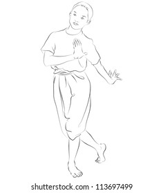 Vector of traditional Thai dancer called " PAH-TI-SEHT " meaning is NO or REFUSE.