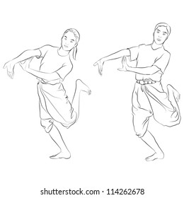 Vector of traditional Thai dancer called " Dancing - pair " or " RAM-KOO " Body language the art of Thai dance.