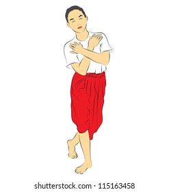 Vector of traditional Thai dancer called " Gestures of endearment " Body language the art of Thai dance.
