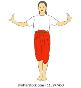 Vector of traditional Thai dancer called " TANG-WONG-KLANG " Body language the art of Thai dance.