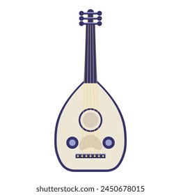 Vector Traditional Turkish Lute Oud Cartoon Illustration Isolated