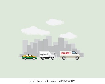 vector of traffic car in the road at city