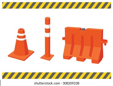 Vector Traffic Cone And Barrier