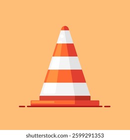 Vector traffic cone with flat design style. Illustration of road divider 