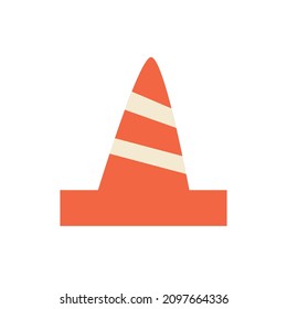 Vector traffic cone hand drawn naive art